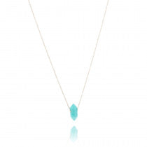 Lataa kuva Galleria-katseluun, Kaulakoru turkoosilla riipuksella, teräs