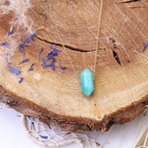 Lataa kuva Galleria-katseluun, Kaulakoru turkoosilla riipuksella, teräs