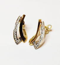 Lataa kuva Galleria-katseluun, Timantti korvakorut 0,03ct, keltakulta/valkokulta