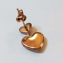 Load image into Gallery viewer, Heart stud earrings with crystals, rose gold plated silver