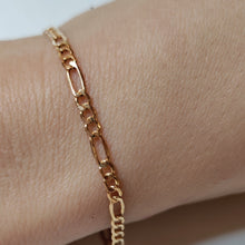 Load image into Gallery viewer, 14k gold Figaro bracelet chain 2.6mm/20cm