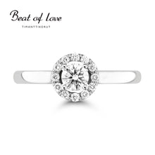 Lataa kuva Galleria-katseluun, Beat of Love kotimainen Halo timanttisormus 18k valkokulta