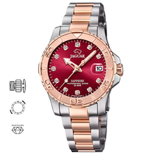 Lataa kuva Galleria-katseluun, Jaguar Couple Diver Burgundy J871/6 naisten rannekello ladys watch punainen kellotaulu naisten kello