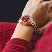 Lataa kuva Galleria-katseluun, Jaguar Couple Diver Burgundy J871/6 naisten rannekello ladys watch punainen kellotaulu naisten kello