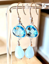 Load image into Gallery viewer, SAC silver sinikiviset korvakorut 6cm hopea isot korvakorut turkoosi sininen vaaleansiniset roikkuvar kivikorvakorut