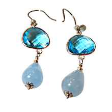 Load image into Gallery viewer, SAC silver sinikiviset korvakorut 6cm hopea isot korvakorut turkoosi sininen vaaleansiniset roikkuvar kivikorvakorut
