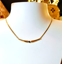 Load image into Gallery viewer, Golden necklace with blue sapphire/diamonds 42cm