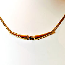 Load image into Gallery viewer, Golden necklace with blue sapphire/diamonds 42cm