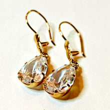 Load image into Gallery viewer, Gold earrings with a large clear stone