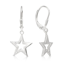 Load image into Gallery viewer, Star earrings with zircons, silver
