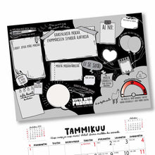 Lataa kuva Galleria-katseluun, 2026 seinäkalenteri, joka kuukausi samaa paskaa