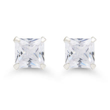 Lataa kuva Galleria-katseluun, Neliö zirkoni nappikorvakorut, hopea