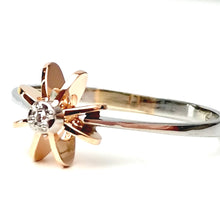 Lataa kuva Galleria-katseluun, 2-värinen sormus / valko- ja keltakulta 18k vuodelta 1979, koko 18-, second hand