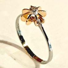 Lataa kuva Galleria-katseluun, 2-värinen sormus / valko- ja keltakulta 18k vuodelta 1979, koko 18-, second hand