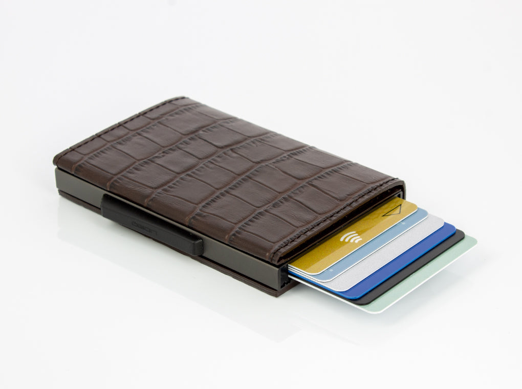Korttikotelo Cascade Slim Automatic Wallet Titanium Croco, Ögon