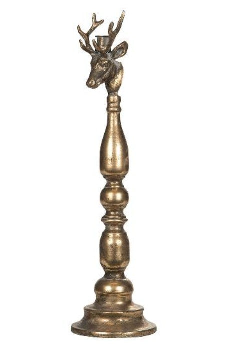 Kynttilänjalka, valkohäntäpeura, kullanruskea, metallia alotdecoration