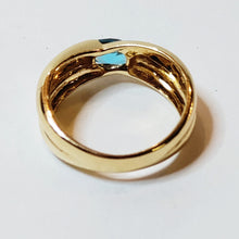 Lataa kuva Galleria-katseluun, Sinikivinen kultasormus vuodelta 2000, 16, second hand vanha käytetty pidetty vintage
