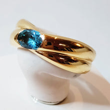 Lataa kuva Galleria-katseluun, Sinikivinen kultasormus vuodelta 2000, 16, second hand
