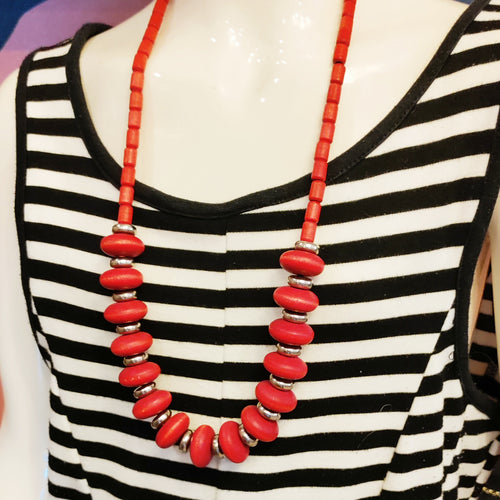 Aarikka kaulakoru, second hand puu vintage korumetalli