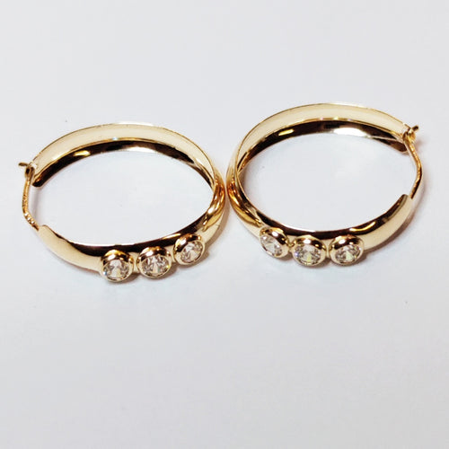 14k kultaiset korvarenkaat zirkoneilla 3x15mm Second hand käytetyt korut