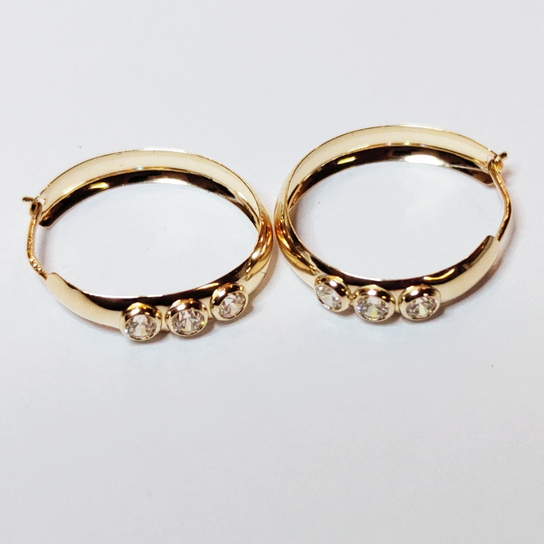 14k kultaiset korvarenkaat zirkoneilla 3x15mm Second hand käytetyt korut