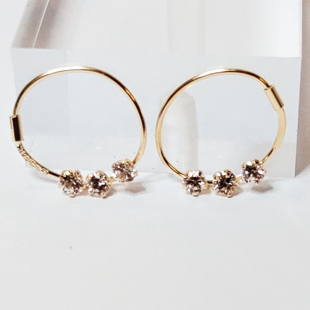 14k kultaiset korvarenkaat 13mm zirkoneilla Second hand käytetyt korut vintage 
