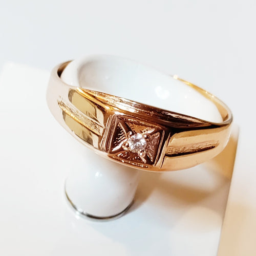 14k kultainen kantasormus zirkonilla koko 20,5, second hand käytetyt korut