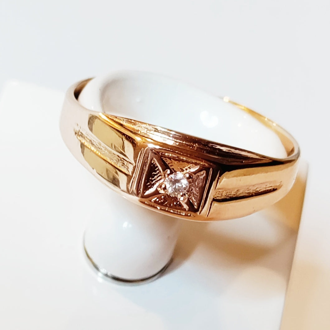 14k kultainen kantasormus zirkonilla koko 20,5, second hand käytetyt korut