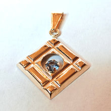 Lataa kuva Galleria-katseluun, 14k kultariipus vaaleansinisellä kivellä 20x20mm, second hand käytetyt kultakorut
