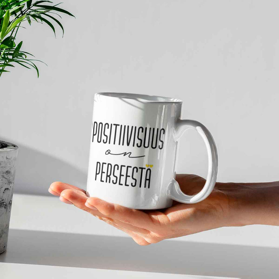 Positiivisuus on perseestä muki