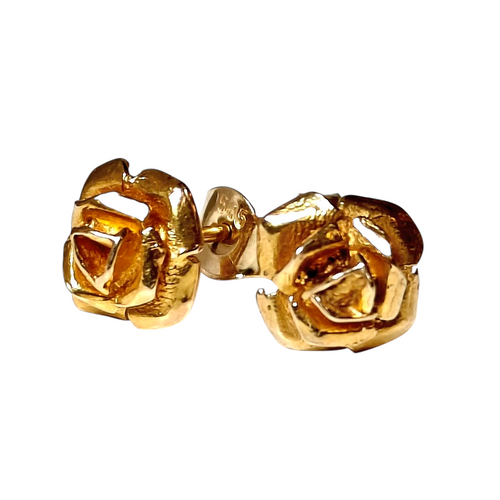 Vintage ruusukorvakorut 14k kulta, second hand käytetyt kultakorvakorut vintage vanhat 