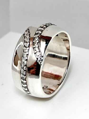 Hopeasormus zirkoneilla, koko 16,5, Second Hand