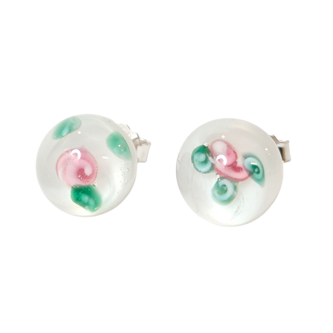 Valkoiset kukkakorvakorut 10mm hopea