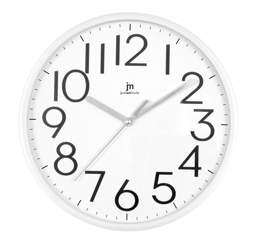 Justaminute JM seinäkello valkoinen 00712B valkotauluinen seinäkello mustilla numeroilla