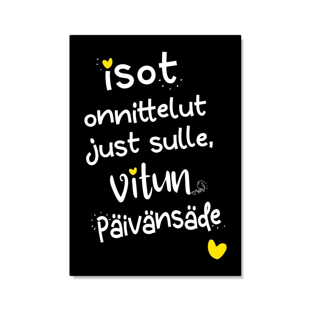 Isot onnittelut just sulle -onnittelukortti