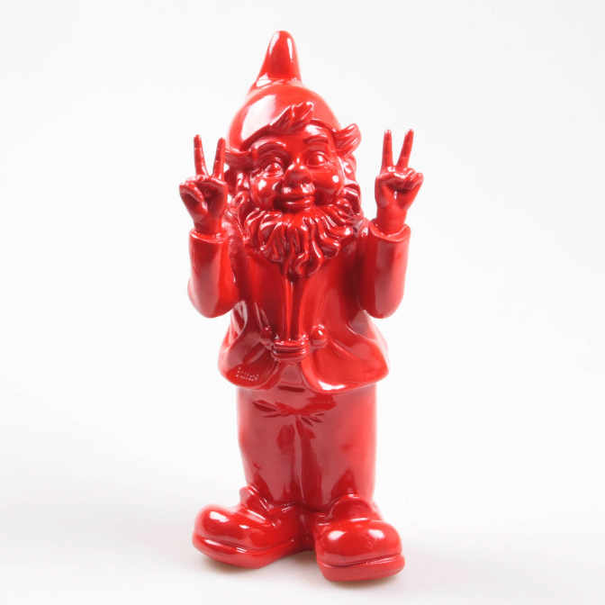 Punainen Peace tonttu 31cm, Red Gnome Stoobz Design