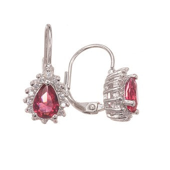 Diana drop korvakorut punaisilla kivillä, hopea