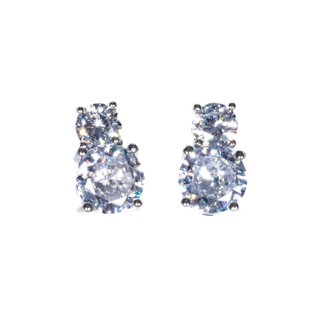 Tupla zirkonia korvakorut 6+4mm, hopea