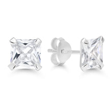 Load image into Gallery viewer, Neliö zirkoni nappikorvakorut, hopea
