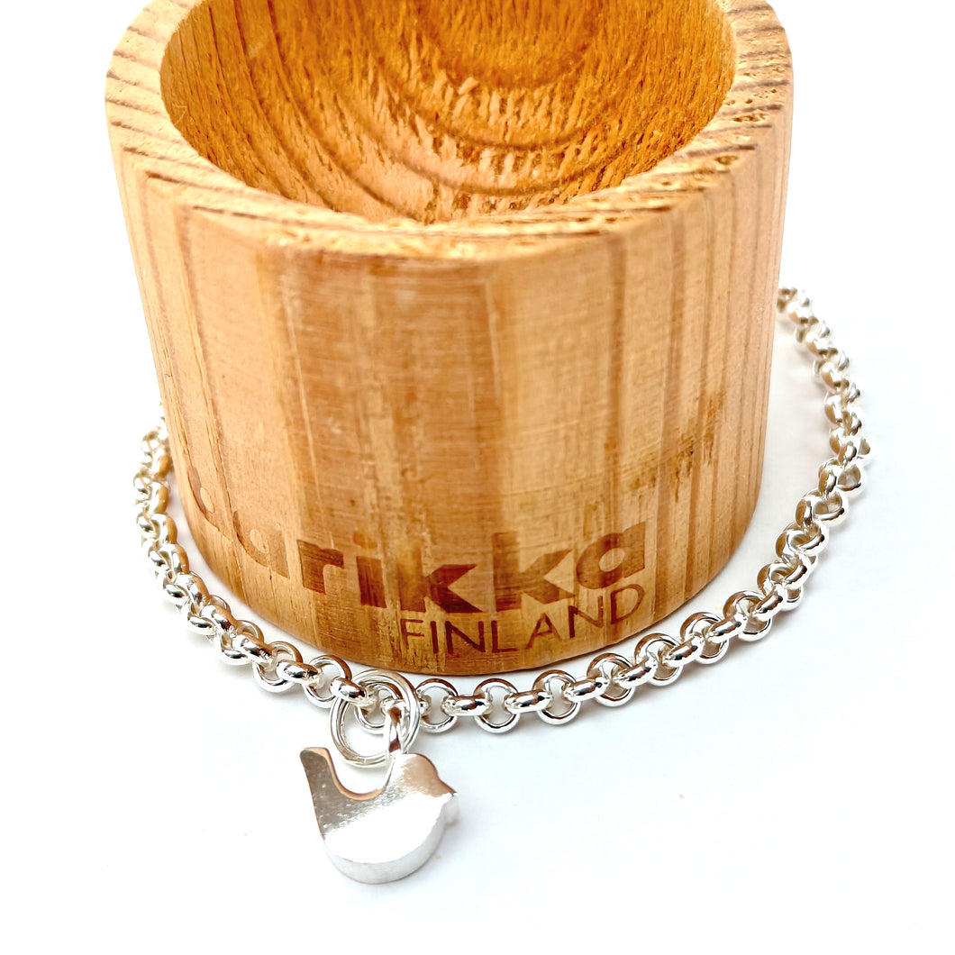 Aarikka Lintu rannekoru 19cm puurasiassa, hopea, second hand