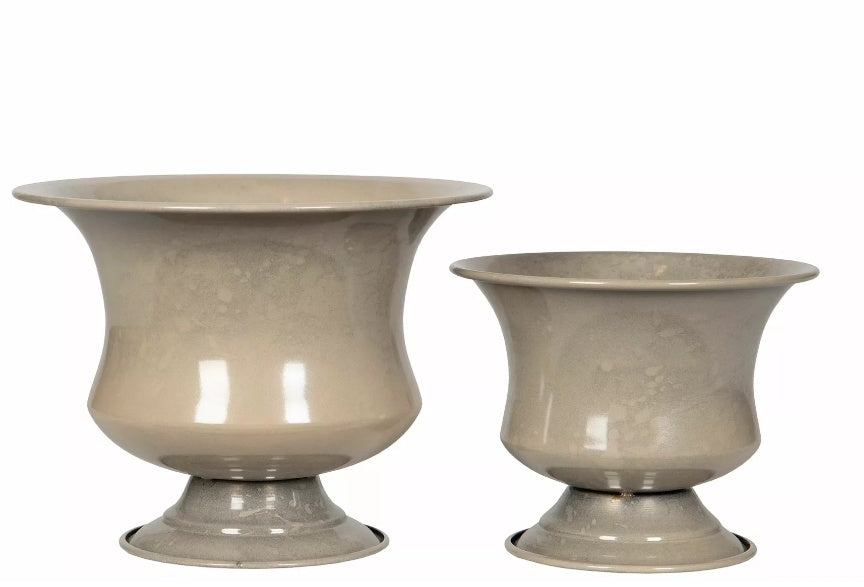 Emaloitu malja/ruukku,  ruskeanharmaa ( greige ), 2kpl setti