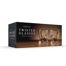 Lataa kuva Galleria-katseluun, Twisted viskilasit 2kpl + viskikivet lahjapakkaus
