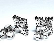 Lataa kuva Galleria-katseluun, Korvakorut mustilla ja kirkkailla zirkoneilla 7x7mm, hopea, second hand
