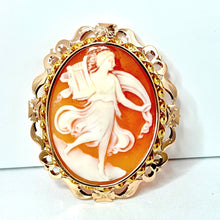 Lataa kuva Galleria-katseluun, Kotimainen vintage Camee rintakoru v. -49 14k kulta 46x38mm, second hand
