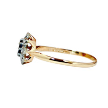 Lataa kuva Galleria-katseluun, Kotimainen Kohinoor sinisafiiri-timantti Diana-sormus 14k v. -88 koko 19,5, second hand
