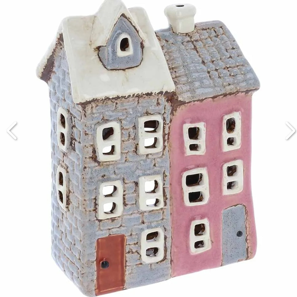 Paritalo talolyhty, harmaa/roosa 17cm