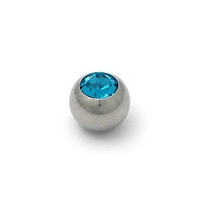 Jeweled Steel Ball 1.2 mm, Blue Zirkon, Pallo - Kirurginteräs 316L