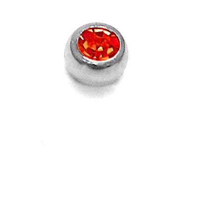 Jeweled Steel Ball 1.2 mm, Red, Pallo - Kirurginteräs 316L