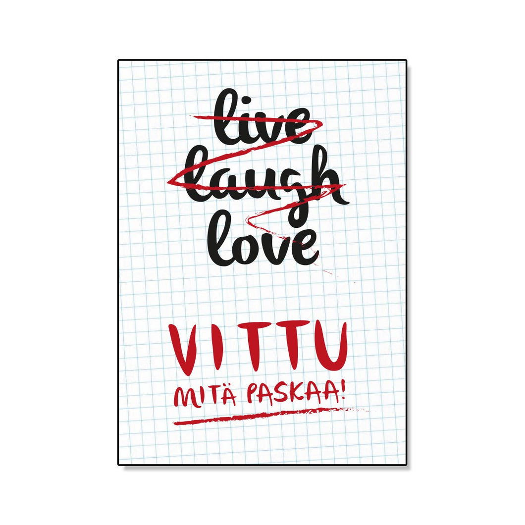 Live laugh love -postikortti