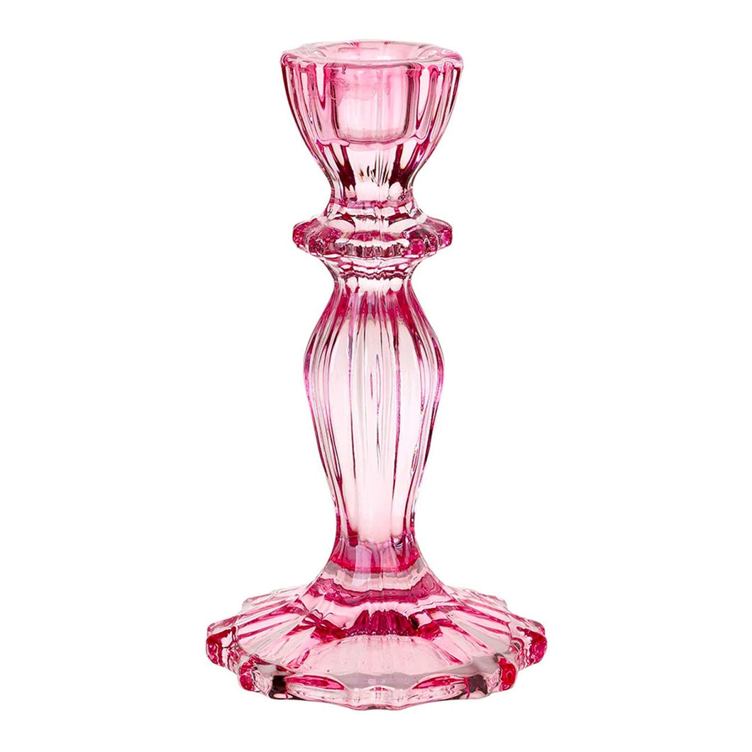 Vaaleanpunainen kynttilänjalka, lasi